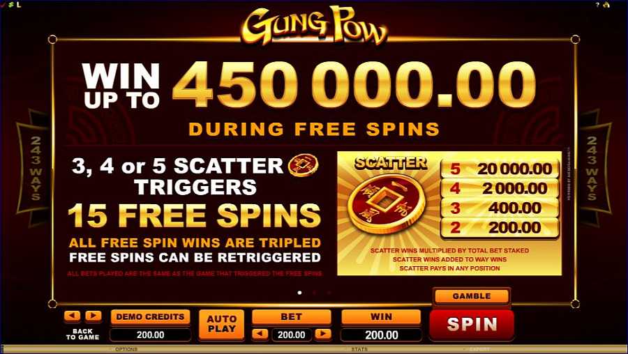 Gung Pow Scatter Triggers Free Spins