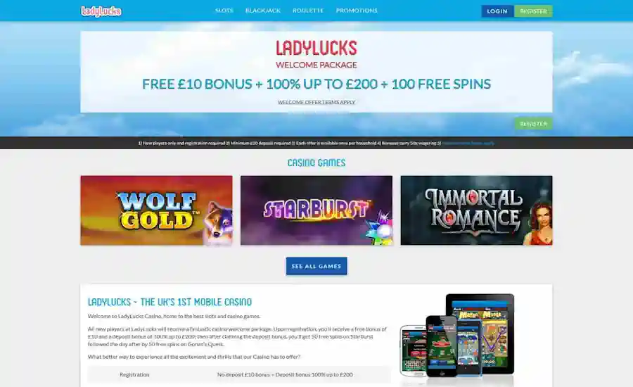 ladylucks Casino Screenshot