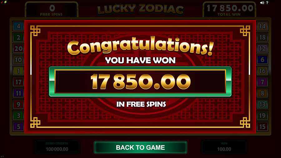 Lucky Zodiac Free Spins Winner 