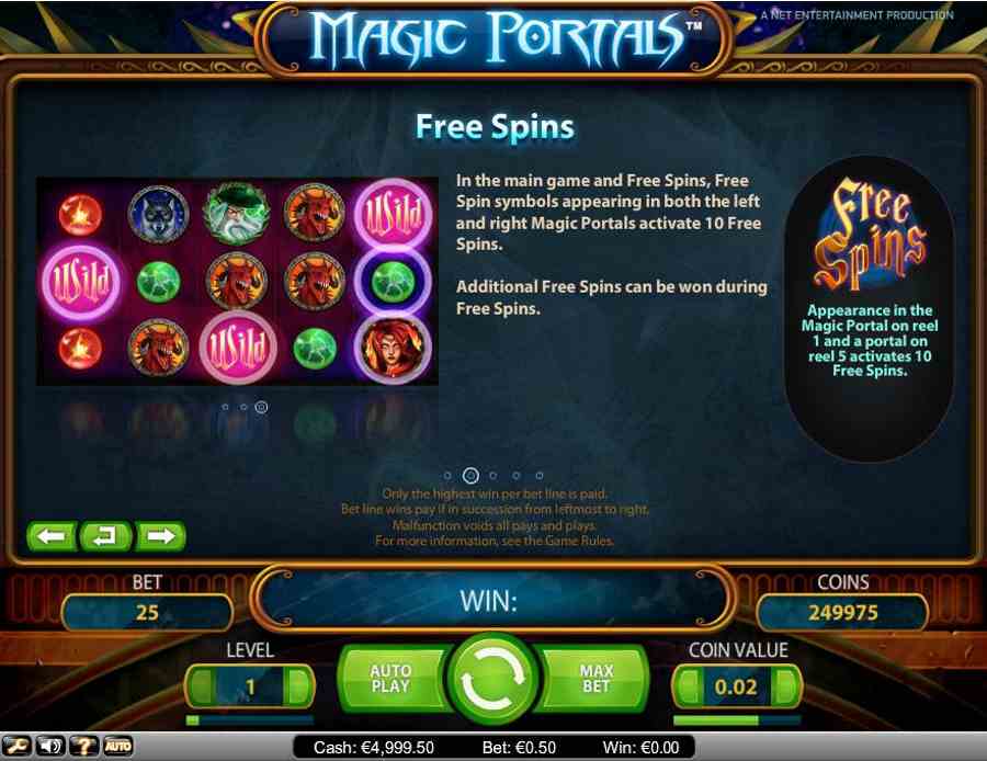 Magic Portals Free Spins Symbols Feature