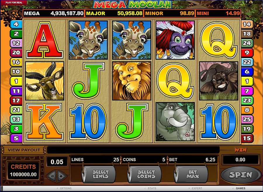 Mega Moolah Main Screen