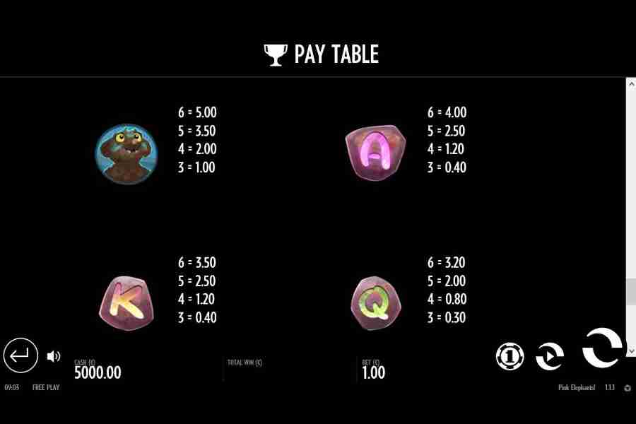 Cards Symbols Paytable