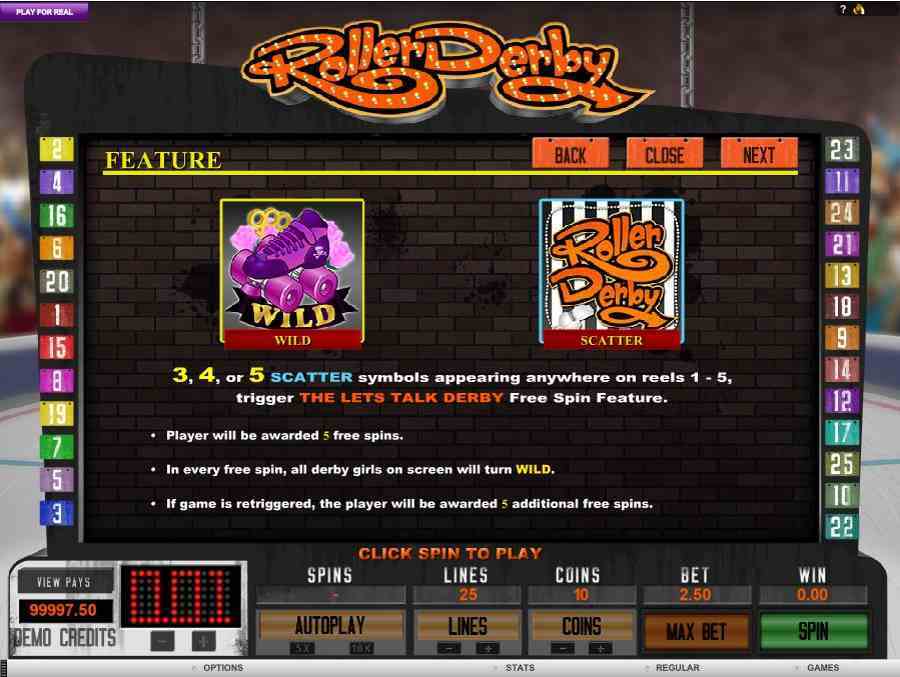 Roller Derby Free Spins Feature
