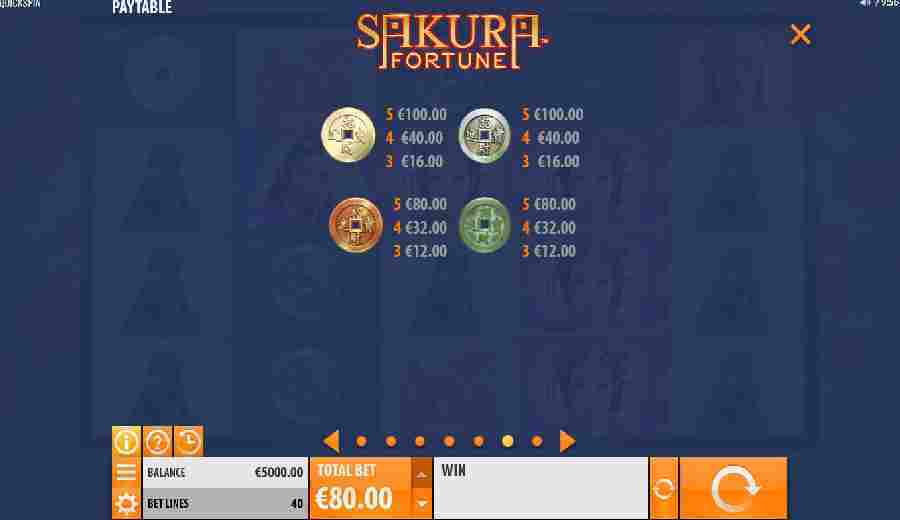 Icon Symbols Paytable