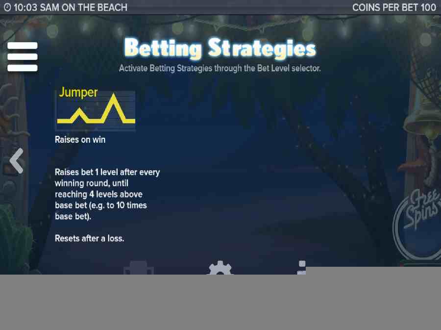 Sam On The Beach Betting Strategies Screen