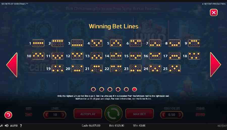 Secrets of Christmas Wining Bet Lines Screen