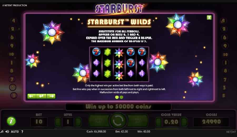 Starburst Slot Wilds Screen