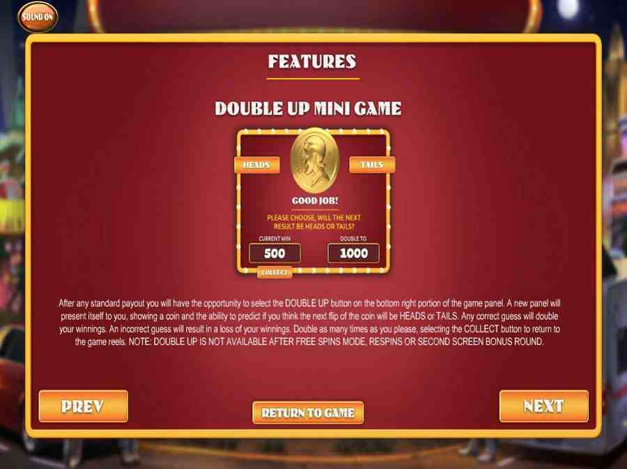 Weekend in Vegas Double Up Mini Game Feature