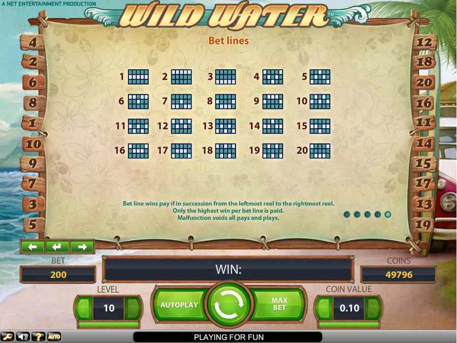 Wild Water Winning Pay Lines