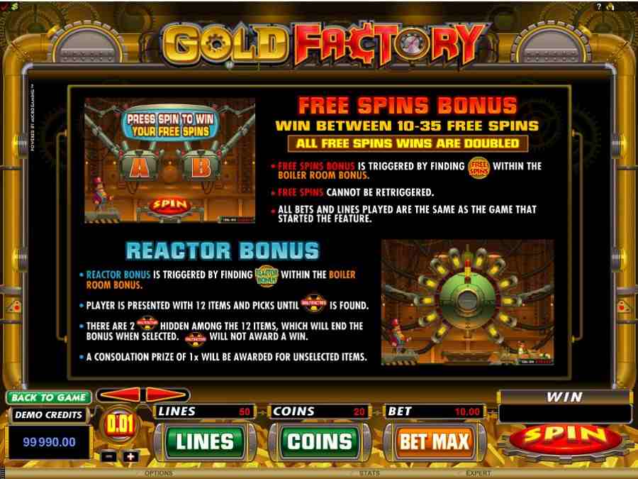 Gold Factory Reactor Bonus Feature