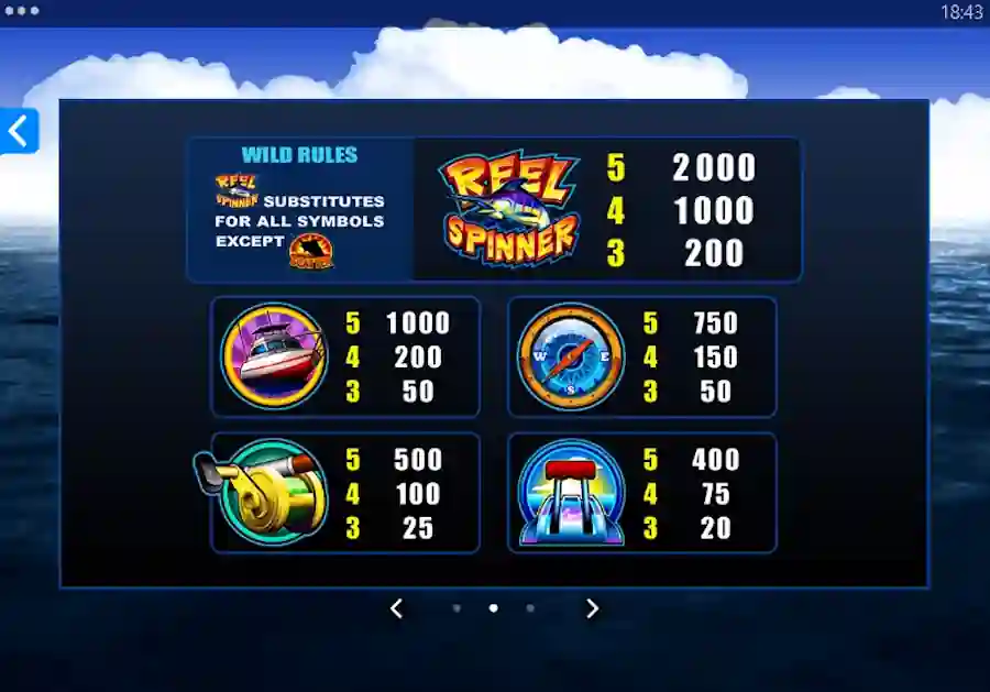 Reel Spinner wild rules paytable