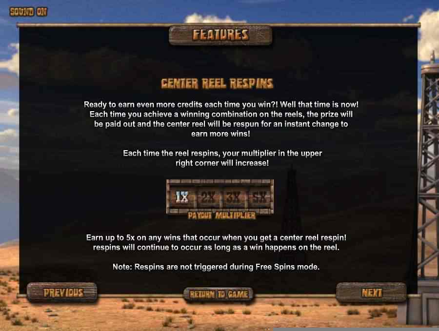 Black Gold Center Reel Re spins Feature