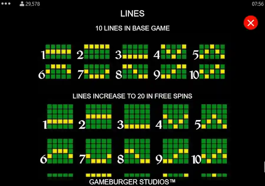 Fishin' pots of gold Paytable