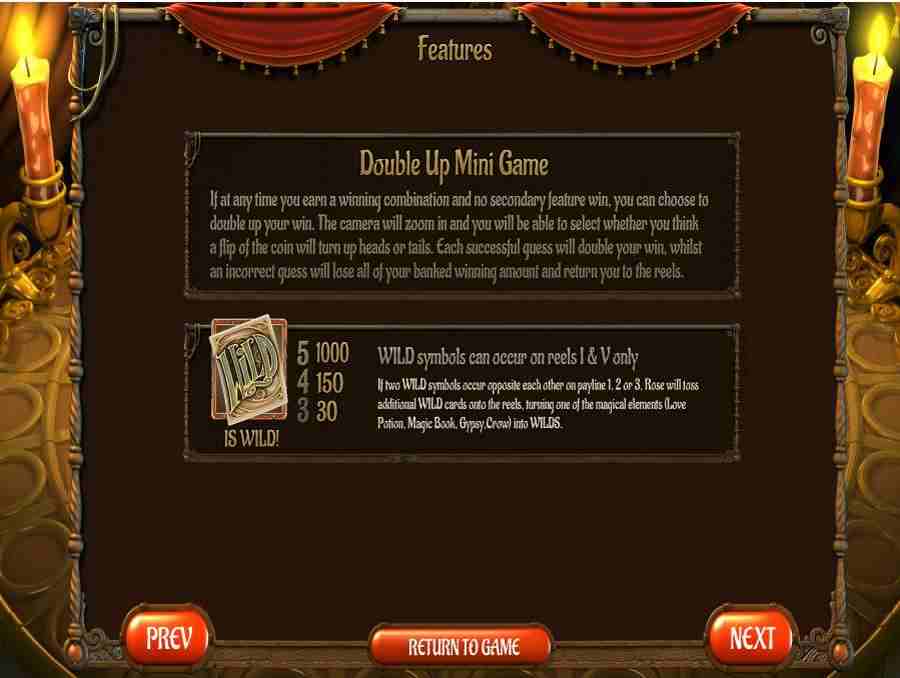 Gypsy Rose Double up mini Game