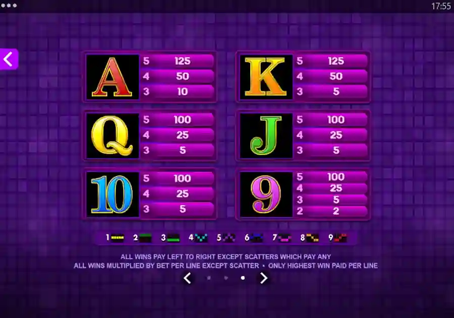 Karaoke Party Cards Paytable