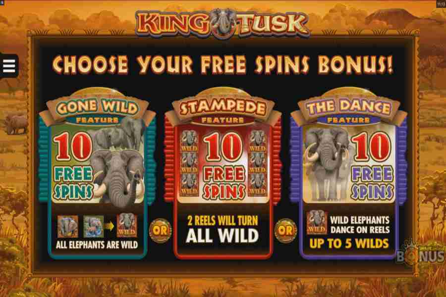 King Tusk Choose Free Spin Bonus 