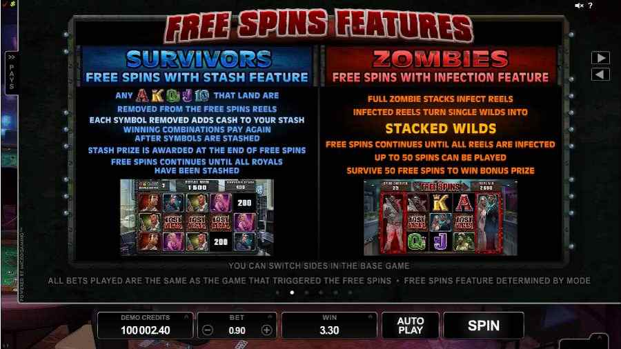Lost Vegas Free Spins Bonus Features Screen
