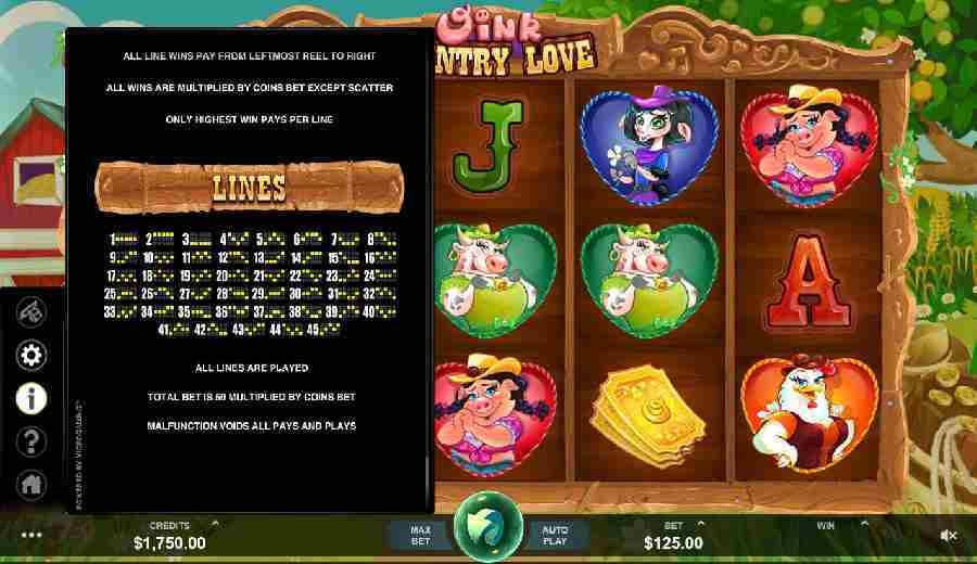 Oink Country Love Winning Paylines