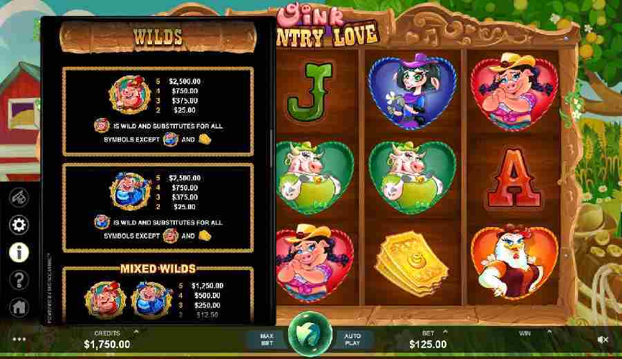 Oink Country Love Wilds Paytable