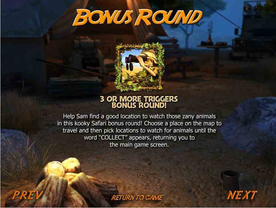 Safari Sam Bonus Round Feature