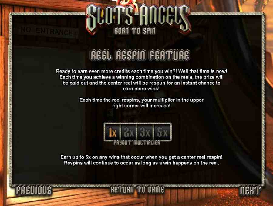 Slots Angels Reel Respin Feature