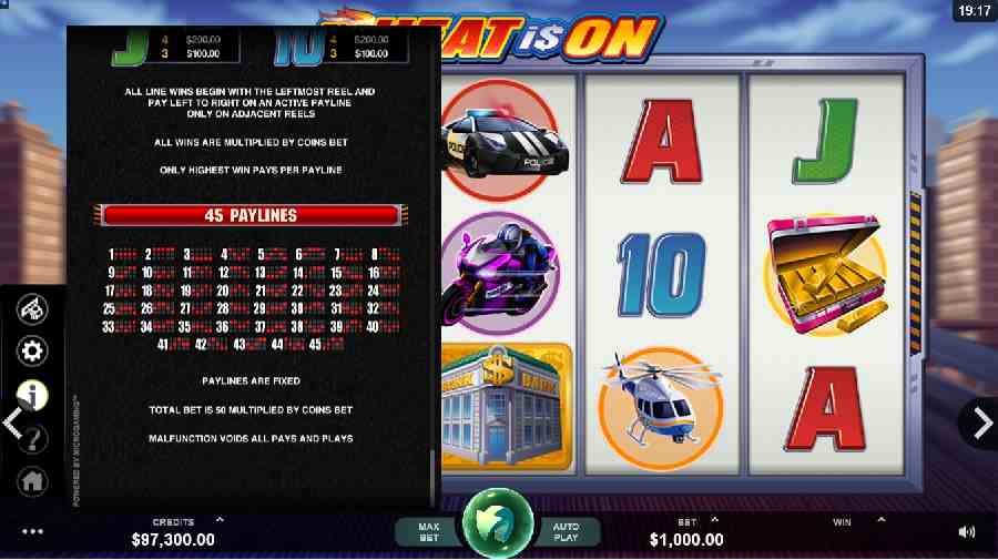 The Heat Is On Winning Paylines