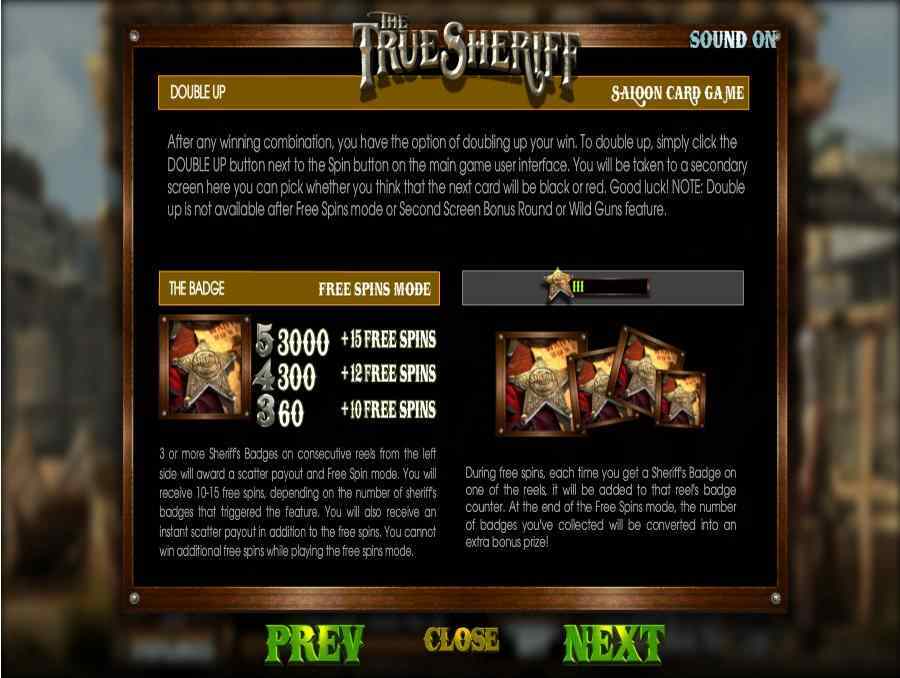 The True Sheriff Free Spins Feature