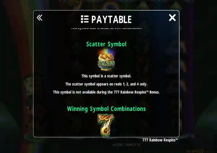 777 rainbow Respins Scatter Symbol