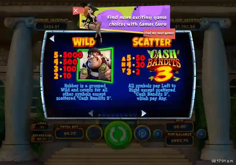 Cash Bandit 3 wild scatter symbols