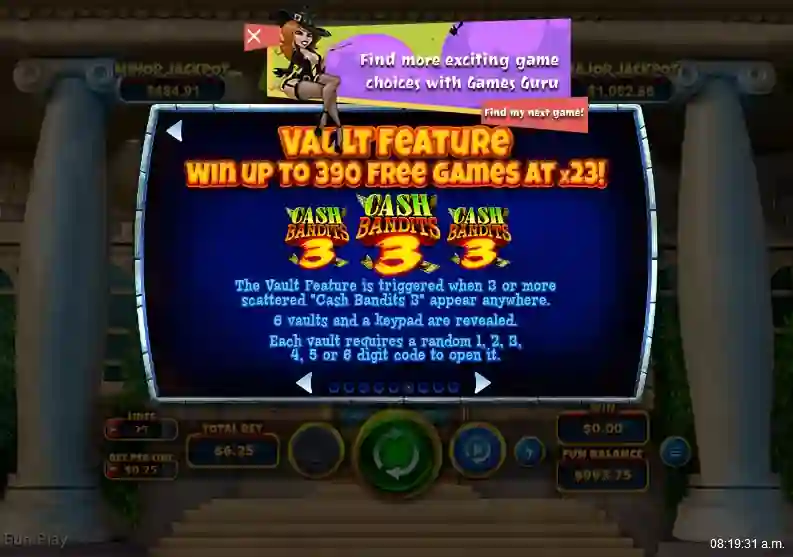 cash bandits 3 vault feature