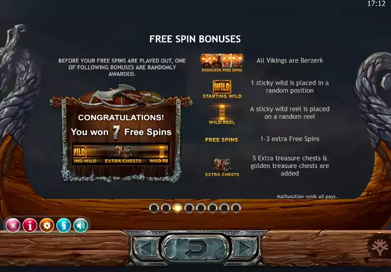 Free Spin Bonuses Screen