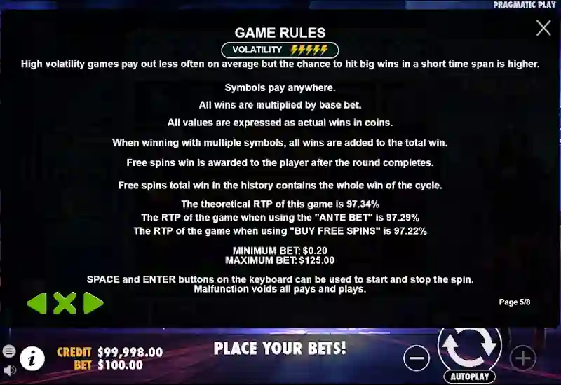 cyber heist volatility paytable