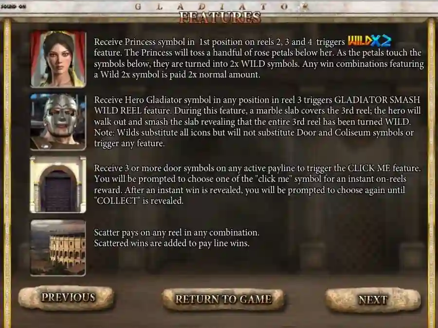 Gladiator Symbols Features