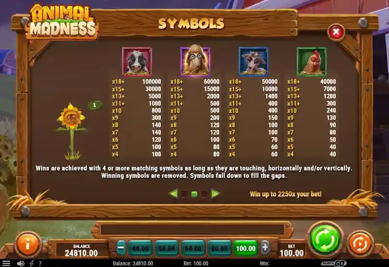 Animal Madness Symbols Payable
