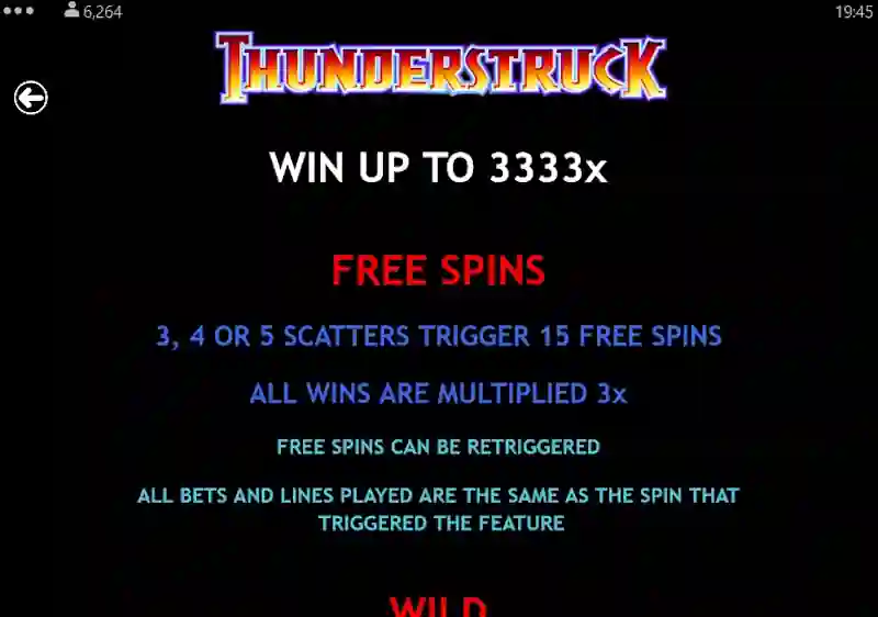 Thunderstruck Free Spins