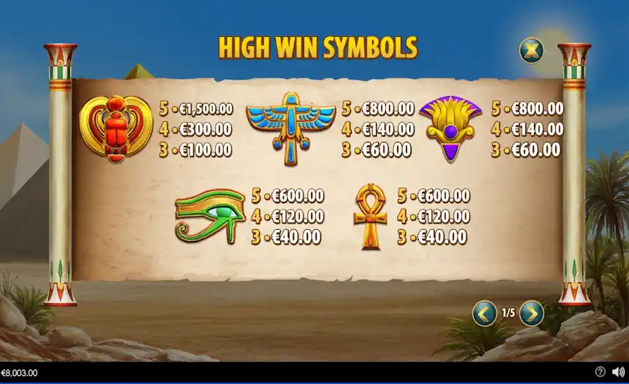 Curse of Anubis High Win Symbols