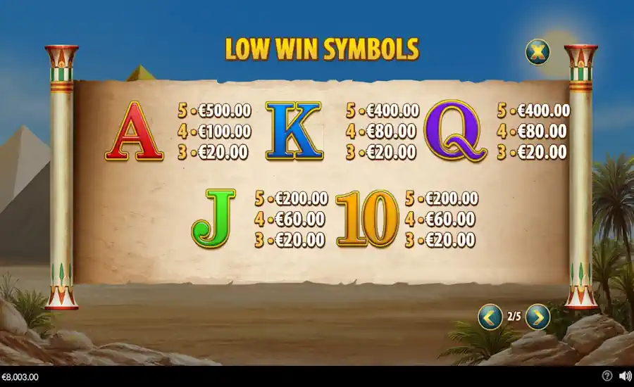 Curse of Anubis low Win Symbols