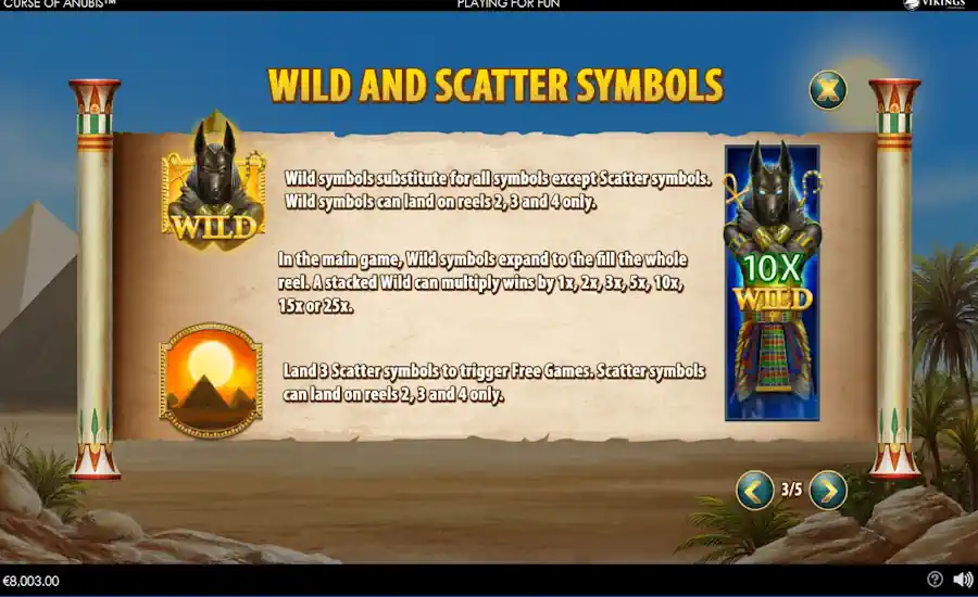 Curse of Anubis wild scatter symbols