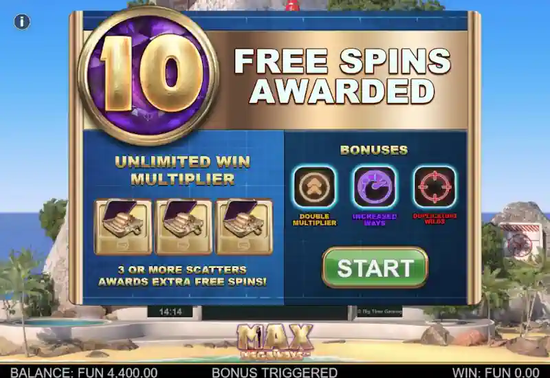 10 free spins awarded 